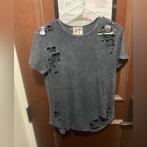 PPLA Charcoal Distressed Short Sleeve Tee Size Small
